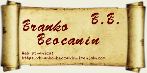 Branko Beočanin vizit kartica